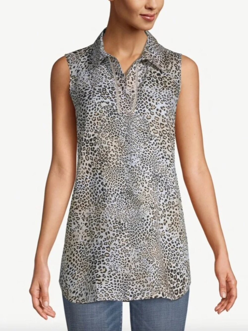 Chico's 2 Animal Print No Iron Sleeveless Tunic Top Size 0